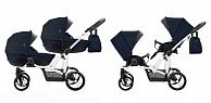 Детская коляска для двойни Bebetto  42 Comfort (07, белая  рама) темно-синий (1638064)