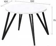 Обеденный стол Millwood Женева 2 Л D100 / 100x100x75 дуб белый Craft/металл черный