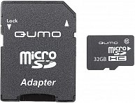 Карта памяти QUMO  MicroSDHC 32GB Class 10 (QM32GMICSDHC10) с адаптером SD
