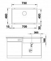 Мойка Blanco Subline 700-U темный гранит (523443)