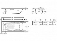 Стальная ванна Roca  SWING 1800x800 Белый (A2200N0001)