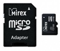 Карта памяти microsdhc с адаптером Mirex  8GB class 10 (13613-AD10SD08)