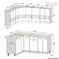 Готовая кухня Кортекс-мебель Корнелия ЭКСТРА угловая 1,5х1,8 Белый / Берёза, Марсель