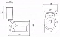 Чаша унитаза безободковая с горизонтальным выпуском воды P-trap BelBagno BB115CPR Белый