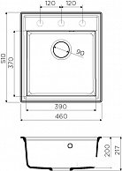 Кухонная мойка  Omoikiri Daisen 46-BL  Artgranit/черный
