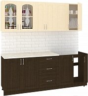 Готовая кухня Кортекс-мебель Корнелия РЕТРО 2,1 Венге светлый / Венге, Королевский опал