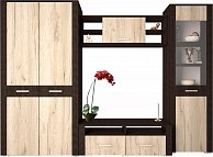 Набор мебели для жилой комнаты Интерлиния Коламбия-1 дуб серый/дуб венге Шкаф для одежды КЛ-003, Тумба (ТВ)