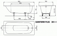 Ванна стальная Kaldewei SANIFORM PLUS 150х70 с самоочищающимся покрытием (361-1)