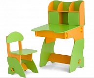 Комлект  "Столики Детям" Буслик СО-3 столика с дверцами со стульчиком  салатово-оранжевый