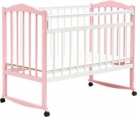 Кроватка Bambini 01 колесо-качалка бело-розовый