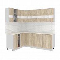 Готовая кухня Кортекс-мебель Корнелия ЭКСТРА угловая 1,5х2,6м Дуб сонома, Королевский опал