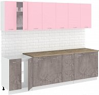 Готовая кухня Кортекс-мебель Корнелия ЛИРА 2,6 Розовый / Оникс, Мадрид