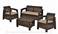 Комплект мебели Keter Corfu Set в стиле РОТАНГ темно-коричневый