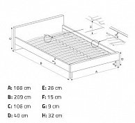 Двуспальная кровать Halmar ORLANDO NEW 160х200 серый/орех