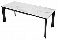 Обеденный стол Дамавер Cremona 140 Белый мрамор глянцевый, керамика/ черный каркас