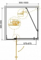 Душевой уголок Cezares SLIDER-AH-1-100-90/100-BR-NERO  (900-1000)x1000x1950