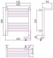 Полотенцесушитель электрический Сунержа Богема 2.0 500х400 с полкой, с блоком управления справа 00-5207-5040