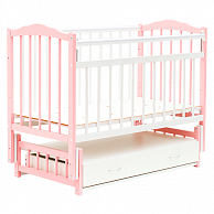 Кроватка Bambini 02 маятник с ящиком бело-розовый